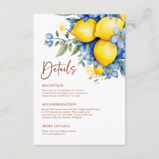 Details zur botanischen Hochzeit im Wasserfarbenem Begleitkarte (Vorderseite)