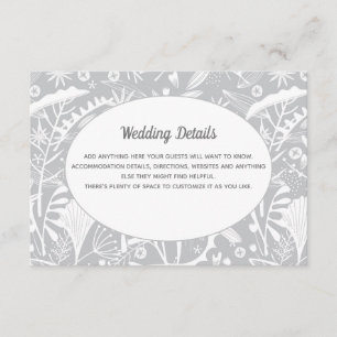 Details zur botanischen Silber-Graumuster-Hochzeit Begleitkarte