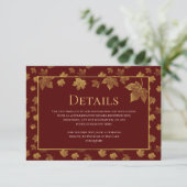 Details zur Burgundy & Gold Leaf Wedding Begleitkarte (Stehend Vorderseite)
