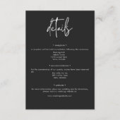 Details zur dunklen Moody-Minimal-Hochzeit Begleitkarte (Vorderseite)