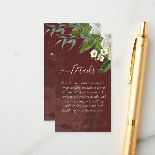 DETAILS zur Einladung von Hochzeiten Rose (Vorderseite/Rückseite Beispiel)