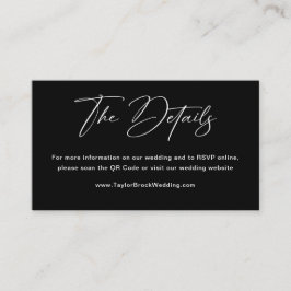 Details zur eleganten Black Wedding Website Begleitkarte