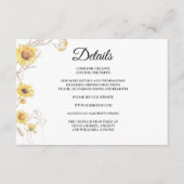 Details zur eleganten Boho Sonnenblumenverschlussk Begleitkarte (Vorderseite)