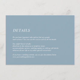 Details zur eleganten Minimal Light Blue Hochzeit Begleitkarte