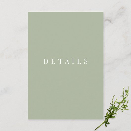 Details zur feierlichen Hochzeit im Format Grün Begleitkarte