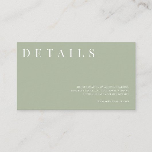 Details zur feierlichen Hochzeit im Format Grün Begleitkarte (Vorderseite)