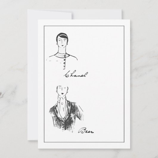 Details zur französischen Mode von 1925 Save The Date (Vorderseite)