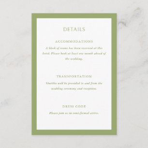 Details zur grünen Hochzeit Begleitkarte