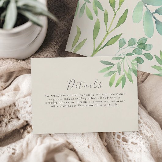 Details zur Grünen Hochzeit Begleitkarte