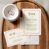 Details zur handgezogenen französischen Fun-Hochze Begleitkarte