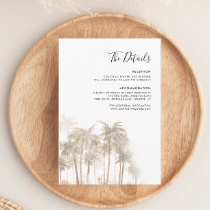 Details zur Hochzeit am Strand von Palm Tree Begleitkarte