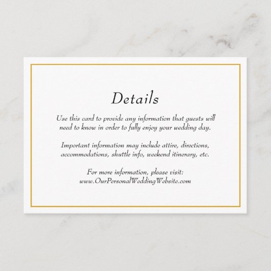 Details zur Hochzeit an der Goldgrenze Begleitkarte (Vorderseite)