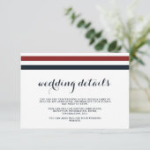 Details zur Hochzeit Blau Rot und Weiß Begleitkarte (Stehend Vorderseite)