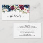 Details zur Hochzeit der modernen Navy Blue Burgun Begleitkarte (Vorne/Hinten)