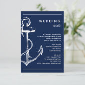 Details zur Hochzeit der Navy-Nautical-Anker Begleitkarte (Stehend Vorderseite)
