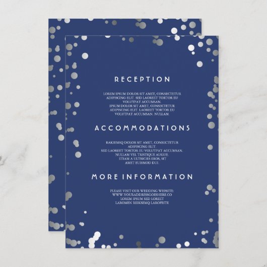 Details zur Hochzeit der Silver Confetti Navy - In Begleitkarte (Vorne/Hinten)
