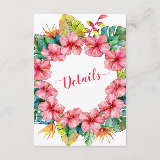 Details zur Hochzeit des tropischen hawaiischen Hi Begleitkarte (Vorderseite)