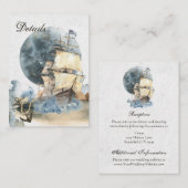 Details zur Hochzeit des Wasserfarbschiffs Begleitkarte (Vorne/Hinten)