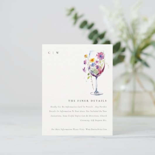 Details zur Hochzeit des Weinglases mit minimalem Begleitkarte (Stehend Vorderseite)