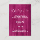 Details zur Hochzeit dunkelrosa rote Kundenkarte Begleitkarte (Rückseite)