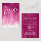 Details zur Hochzeit dunkelrosa rote Kundenkarte Begleitkarte (Vorne/Hinten)