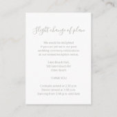 Details zur Hochzeit, einfache, grau-weiße Kapselk Begleitkarte (Rückseite)