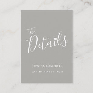 Details zur Hochzeit, einfache, grau-weiße Kapselk Begleitkarte