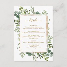 Details zur Hochzeit im botanischen Gold Begleitkarte