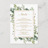 Details zur Hochzeit im botanischen Gold Begleitkarte (Vorderseite)