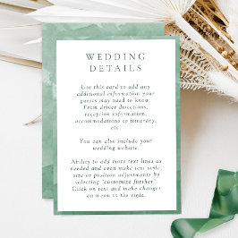 Details zur Hochzeit im eleganten grünen Wasser Begleitkarte