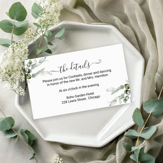 Details zur Hochzeit im Grünen Begleitkarte