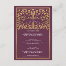 Details zur Hochzeit im Mauve Royal Mittelalter Begleitkarte