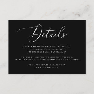 Details zur Hochzeit im Smoking Hotelunterkunft Begleitkarte