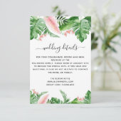 Details zur Hochzeit im tropischen Palmenflorwasse Einladung (Stehend Vorderseite)