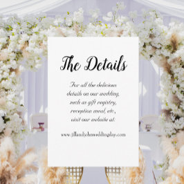 Details zur Hochzeit im weißen, einfachen Stil Begleitkarte