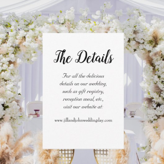 Details zur Hochzeit im weißen, einfachen Stil Begleitkarte