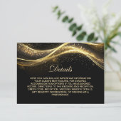 Details zur Hochzeit in Black Gold Begleitkarte (Stehend Vorderseite)