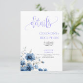 Details zur Hochzeit in Blau und Weiß Begleitkarte (Stehend Vorderseite)