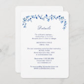 Details zur Hochzeit in Blau und Weiß Begleitkarte (Vorne/Hinten)