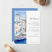 Details zur Hochzeit in Blau und Weißer Santorin Mitteilungskarte (Vorderseite/Rückseite Beispiel)