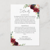 Details zur Hochzeit in Burgund Marsala & Blush Begleitkarte (Vorderseite)