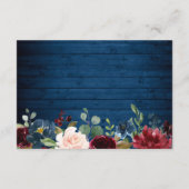 Details zur Hochzeit in Burgund Navy Blush Floral Begleitkarte (Rückseite)