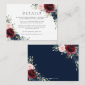 Details zur Hochzeit in Burgund Red Blush Blue Begleitkarte (Vorne/Hinten)