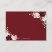 Details zur Hochzeit in Burgund Rot Rosa Begleitkarte (Rückseite)