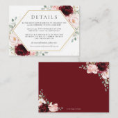 Details zur Hochzeit in Burgund Rot Rosa Begleitkarte (Vorne/Hinten)