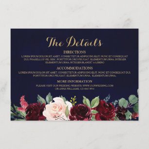 Details zur Hochzeit in Burgund, Rote Marine Begleitkarte