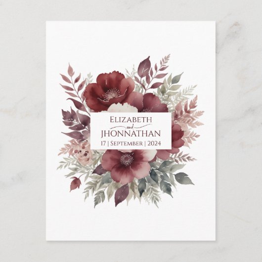 Details zur Hochzeit in Burgund-Rustikal Begleitkarte (Rückseite)