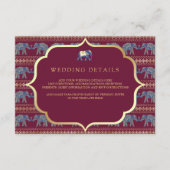 Details zur Hochzeit in Burgund und Gold-Elefanten Begleitkarte (Vorderseite)