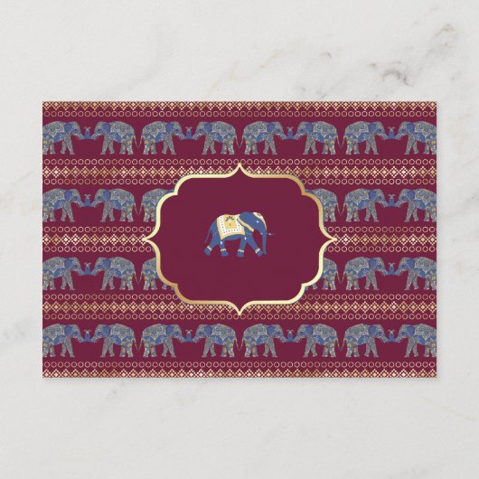 Details zur Hochzeit in Burgund und Gold-Elefanten Begleitkarte (Rückseite)