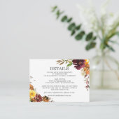 Details zur Hochzeit in burgundy-Gelb-Orange Begleitkarte (Stehend Vorderseite)